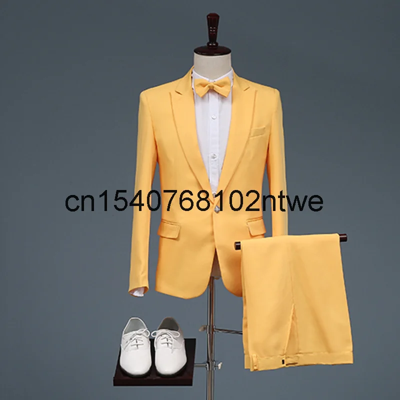 

Классический костюм для мужчин 2021 новый корейский Тонкий молодых host performance фото светильник костюм