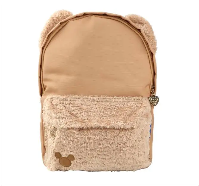 Cartoon Anime Shellie May with Soft Bowknot & Duffy Bear Plush Ear PU Nylon Backpack School Shoulder Bag Kawai Children's Gift |