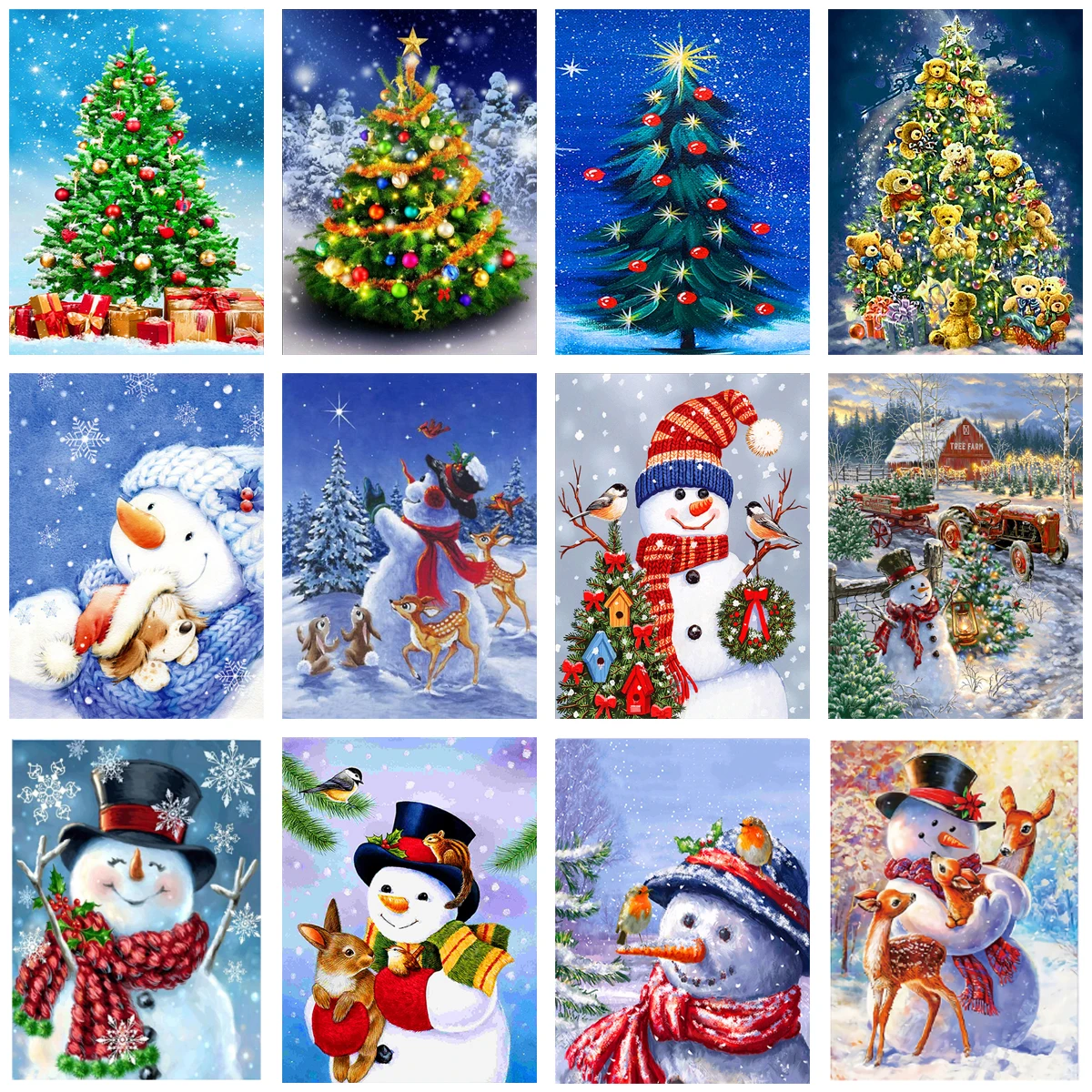 Алмазная живопись 5D Рождественская елка/снеговик вышивка крестиком алмазная