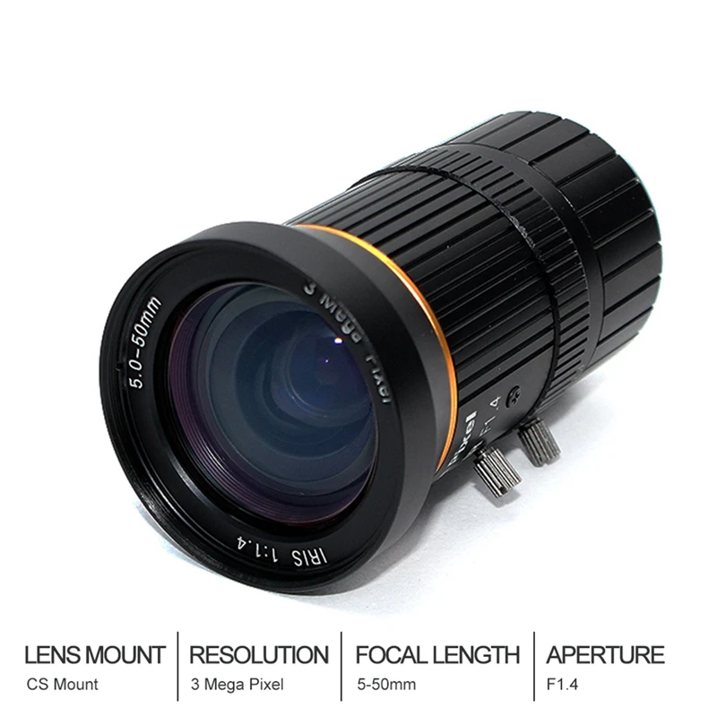 1/2. 5-дюймовый 3MP 5-50 мм C-Mount Zoom Lens для IMX477 Raspberry Pi HQ Camera с фотоадаптером | Компьютеры и