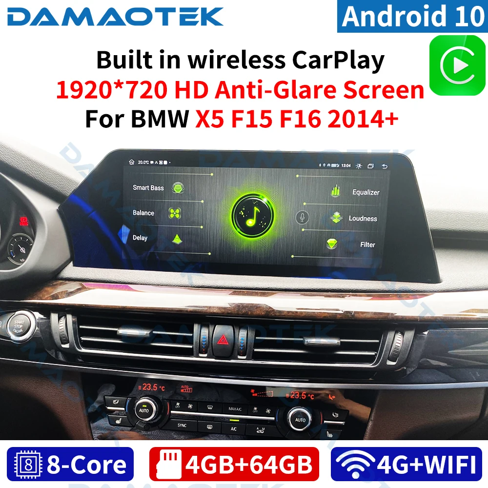 

DamaoTek беспроводной Carplay головное устройство 12,3 Android 11,0 мультимедийный GPS для BMW X5 F15 F16 20014-2017F85 X6 X6M F86 2018 EVO NBT