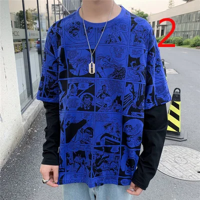 

Men's Long Sleeve T-Shirt 2019 Autumn New Mid-aged Casual Striped Round Neck