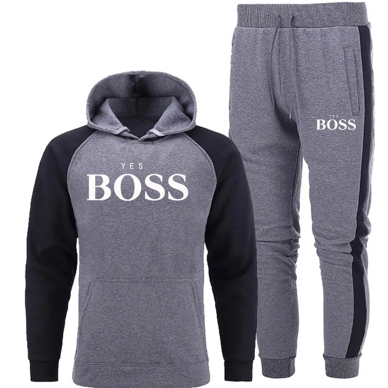 

Spring and Autumn Hoodie Sports Casual Suit Two-Piece Boss Print Pullover Clothing