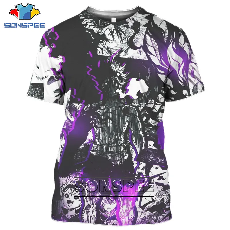 

SONSPEE Anime Black Clover 3D Print T Shirts Men Women Summer Fashion Casual Style T-shirts Streetwear Oversized Tees Japan Tops
