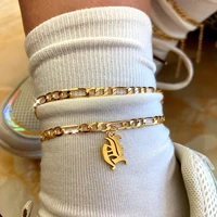 boho stainless steel a z alphabet initial anklets bracelets for women gold color 26 letter anklets beach barefoot chain jewelry