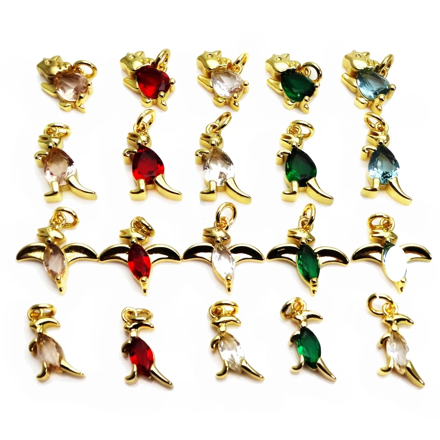 

Small dinosaur small pendant animal pterosaurs charms micro zircon gold plated pendant DIY bracelet necklace anklet accessories
