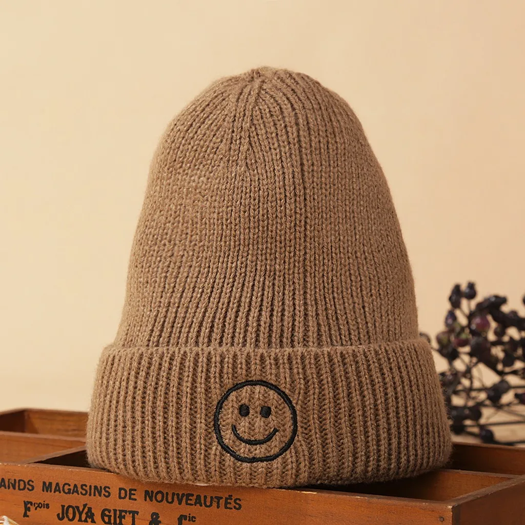Забавная вязаная шерстяная шапка с принтом хитрое лицо Мужская зимняя модная