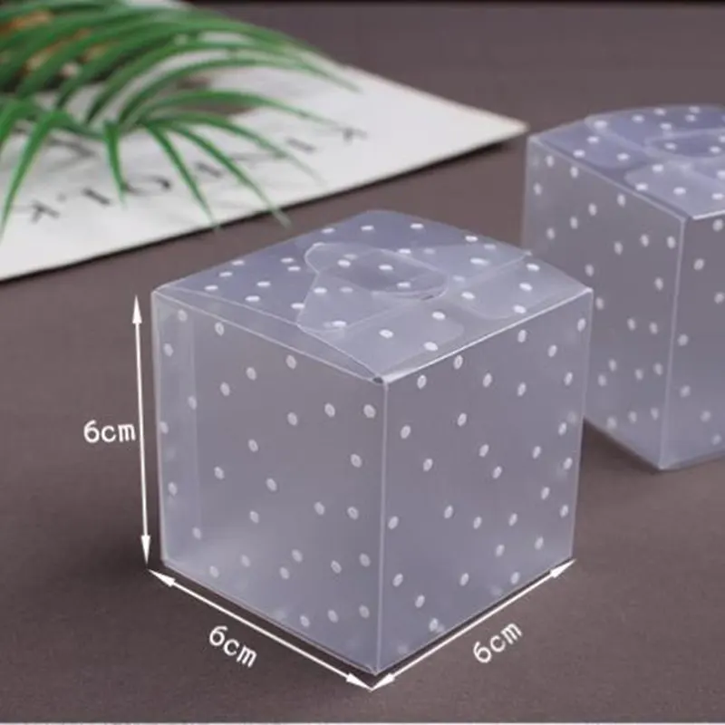 500 шт. матовая пластиковая подарочная коробка в белый горошек Подарочная из ПВХ