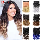 Женские волнистые накладные волосы AOSIWIG, термостойкие синтетические волокна с 5 клипсами, Омбре
