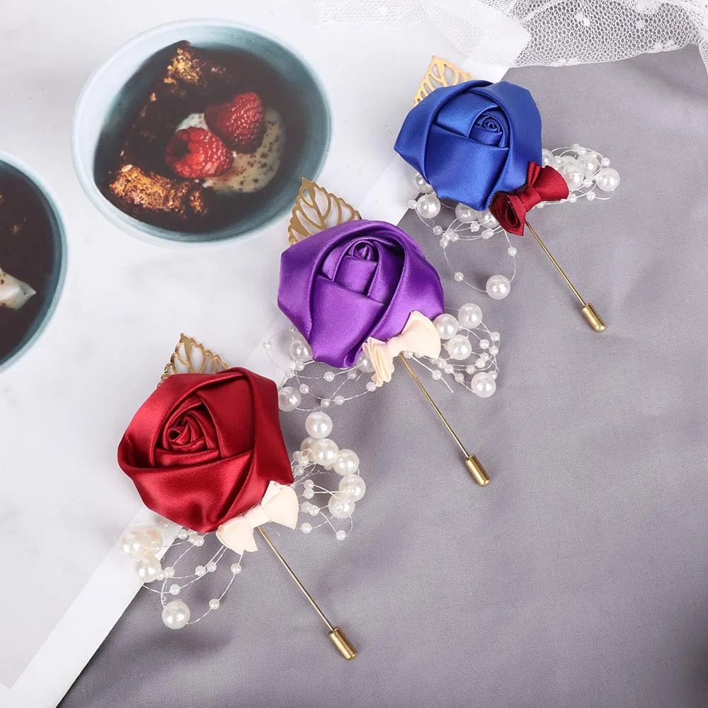 2019 новый лучший мужской бутоньерка для жениха атласные искусственные цветы