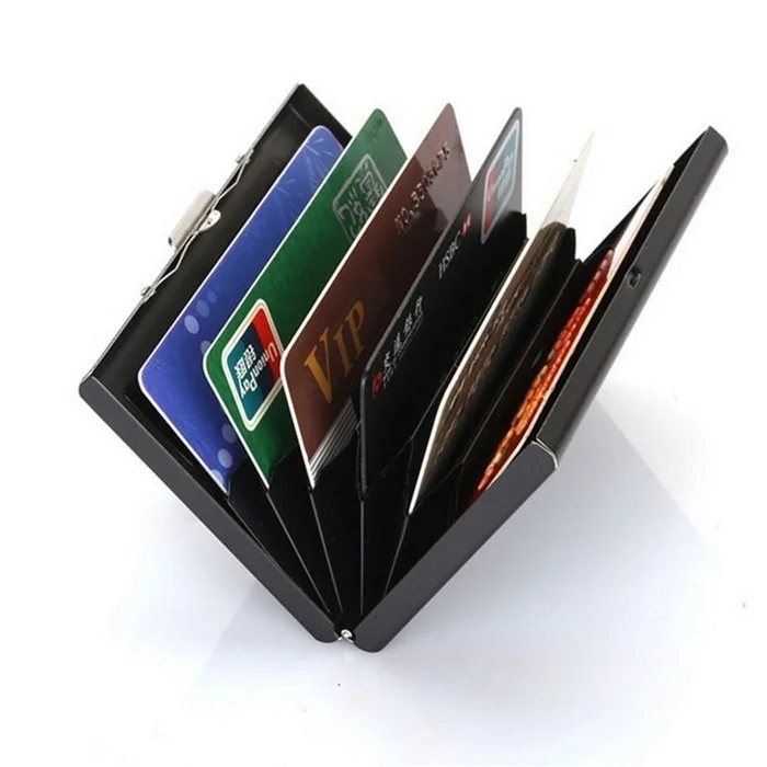 black card holder 1 шт. Алюминиевый металлический кредитный держатель для карт тонкий Анти-сканирующий RFID блокирующий кошелек Чехол Защита визиток - Цвет: black card holder