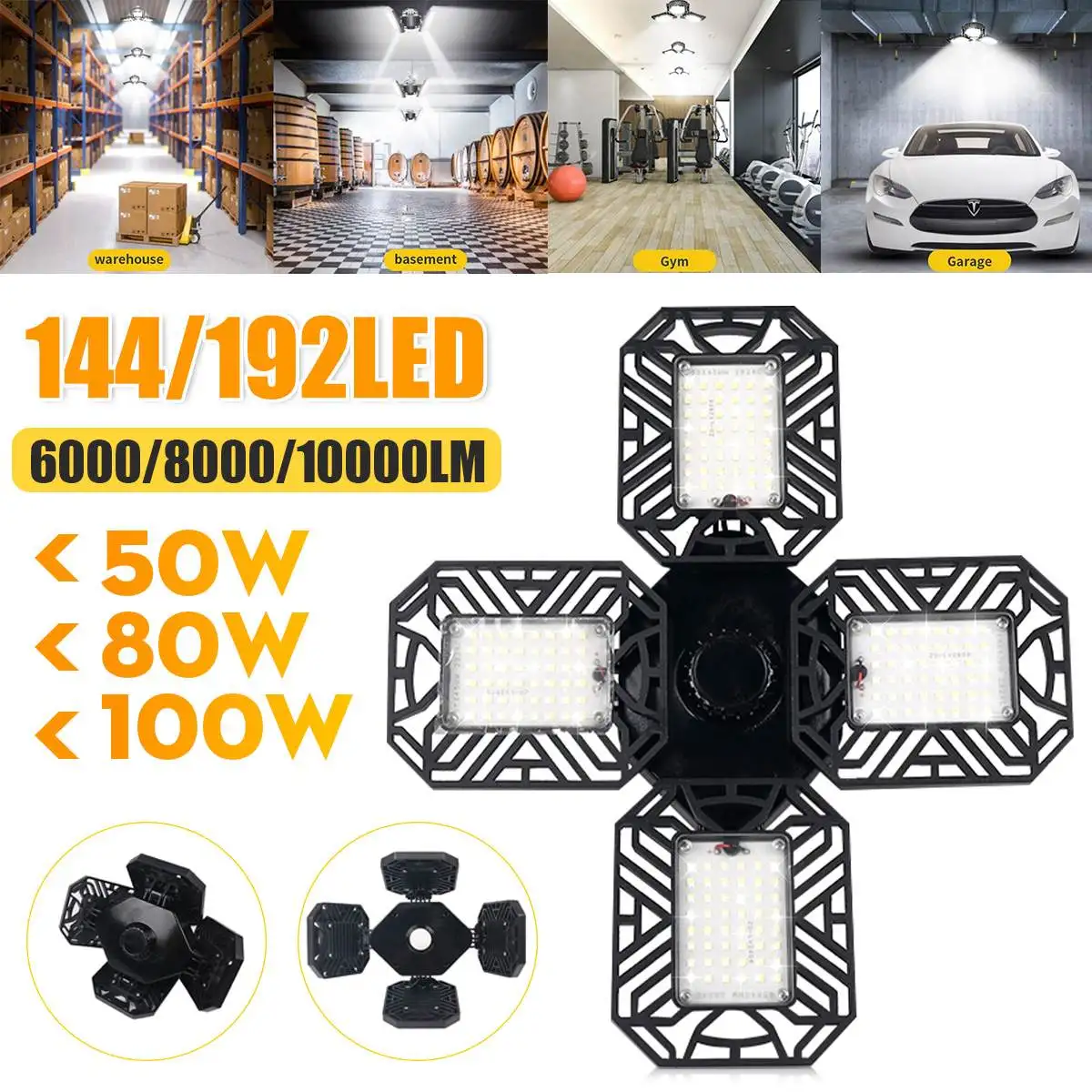 

Smuxi 100W СИД гаражное светильник лампы промышленных для гаражной мастерской склад 8000lm E26 E27 подвесной светильник типа High Bay светильник аксессу...