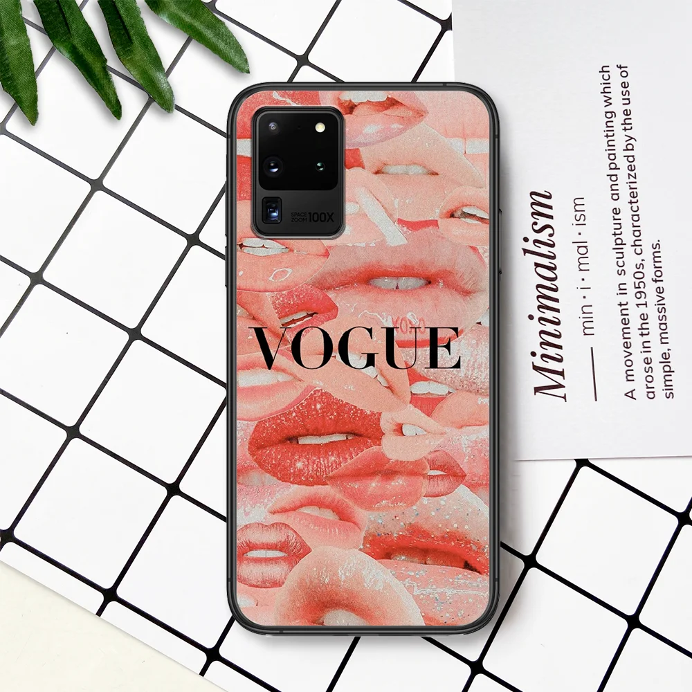 

Fashion VOGUE Charming Girl Magazine Phone Case For Samsung Galaxy Note S 8 9 10 20 Plus E Lite Uitra black Cover Silicone Funda