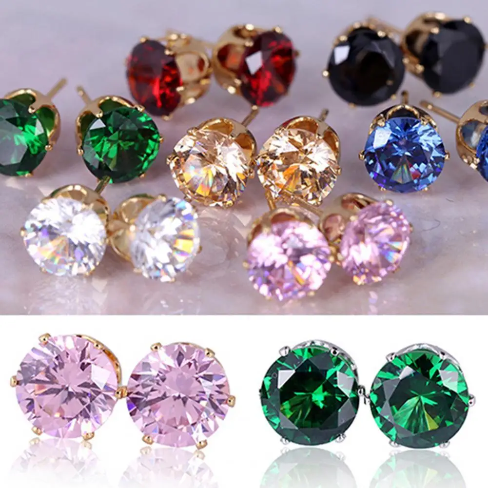 

Ear Studs Elegant All Match Cubic Zirconia Round Exquisite Earrings for Dating