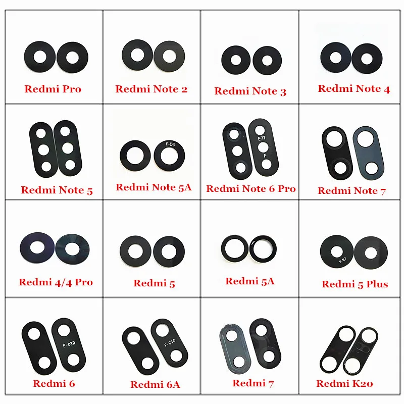 Стеклянный объектив задней камеры 10 шт./лот с наклейками для Xiaomi Redmi K20 7 6 6A 5A 5 Plus 4