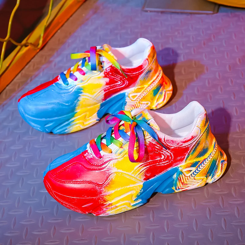 

Chunky Colorful Vulcanized Shoes Platform Thick Sole Heel Casual Walking Shoes Sneakers Women's Shoes Sneakers Autumn 2021 New