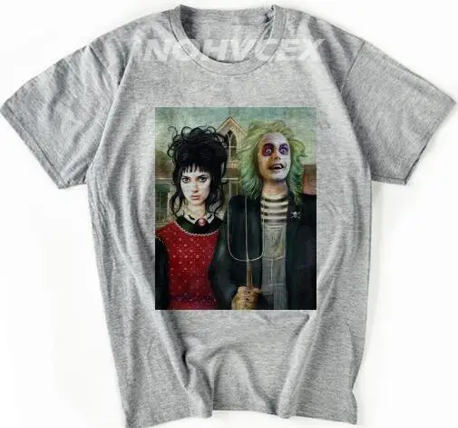 Beetlejuice NEVER TRUST THE Live классический культовый фильм 1980'S с коротким рукавом мужские футболки - Цвет: Серый