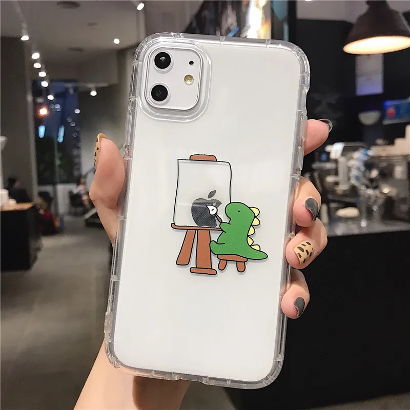 

PUNQZY Cartoon Cute Animal Art Phone Case For iphone 12 11 PRO MAX 6S 7 8 Plus 7 XS XR XS MAX SE 2020 Soft TPU Transparent Cover