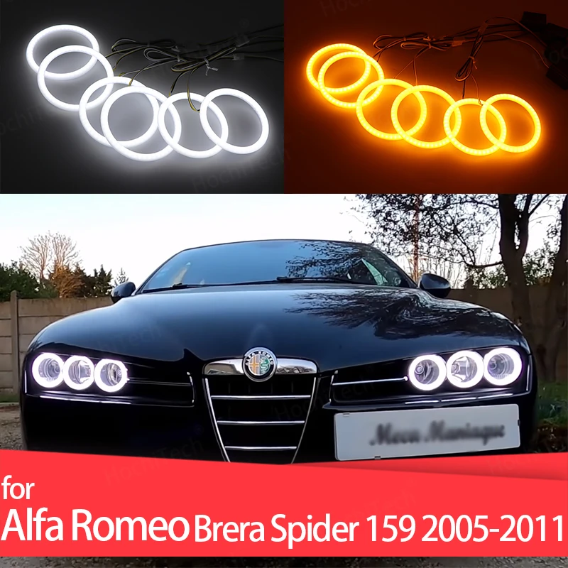 Switchback-kit de anillos de Halo de Ojos de Ángel para Alfa Romeo Brera Spider, kit de anillos LED de algodón superbrillante de doble Color DRL, 159, 2005-2011