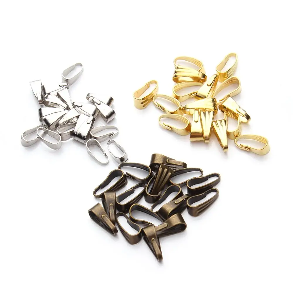 

100pcs/lot 7 8 mm Pendant Clasp Connectors Silver Gold Clips Connectors For Jewelry Making Finding Necklace Accessories Supplies