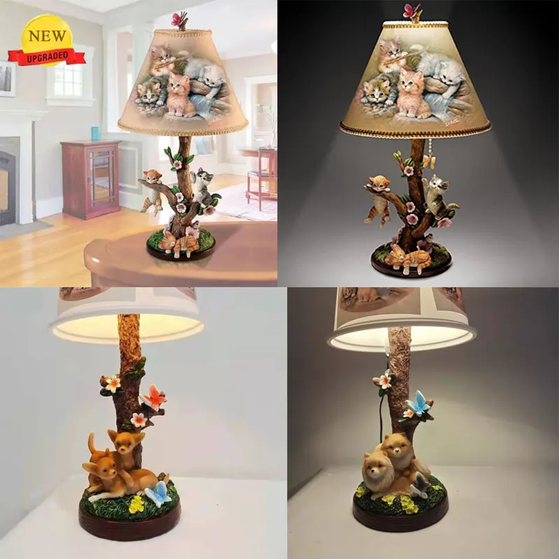 

Luminous Ornaments Cat Deer Bomei Table Desk Lamp Cartoon Desktop USB Light Resin Ornaments Christmas Gifts Home Decor