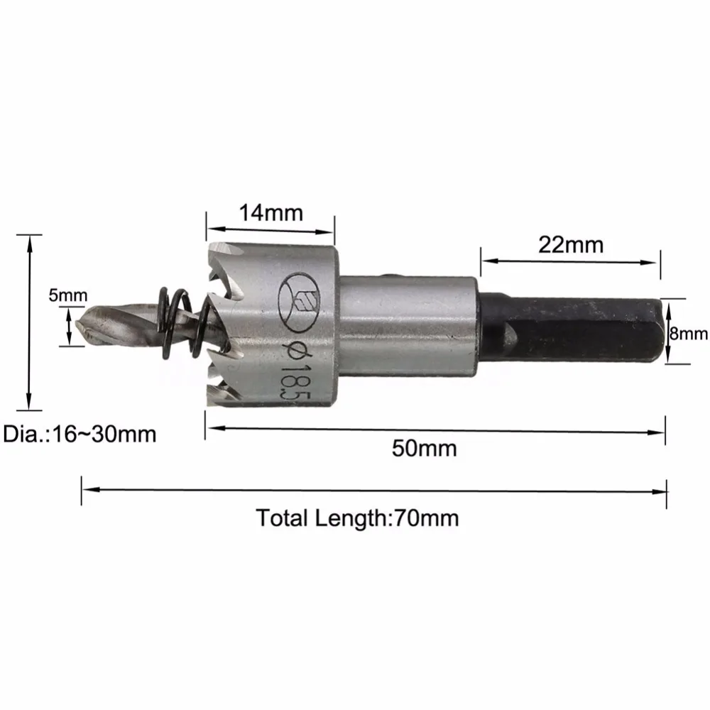 

Durable 5 Pcs/Set HSS Drill Bit Hole Saw Set Stainless Steel Metal Alloy Tool Kit 16-30mm Diameter Cut Powe Hand Tool #251357