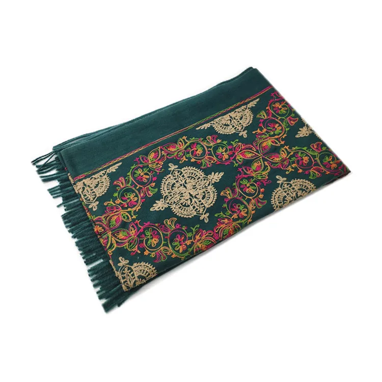 

Nepal Style Embroidery Luxury Lady Pashmina Long Tassel Cashmere Scarf Warm Women Shawls Wraps Bandana Soft Scarves Bufanda