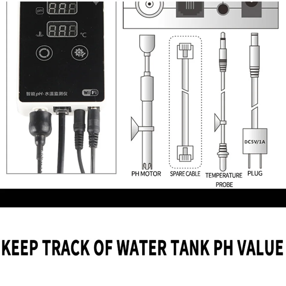 APH-300 Aquarium Fish Tank PH Test Pen Tester Wifi Measurement PH Value Meter Thermometer