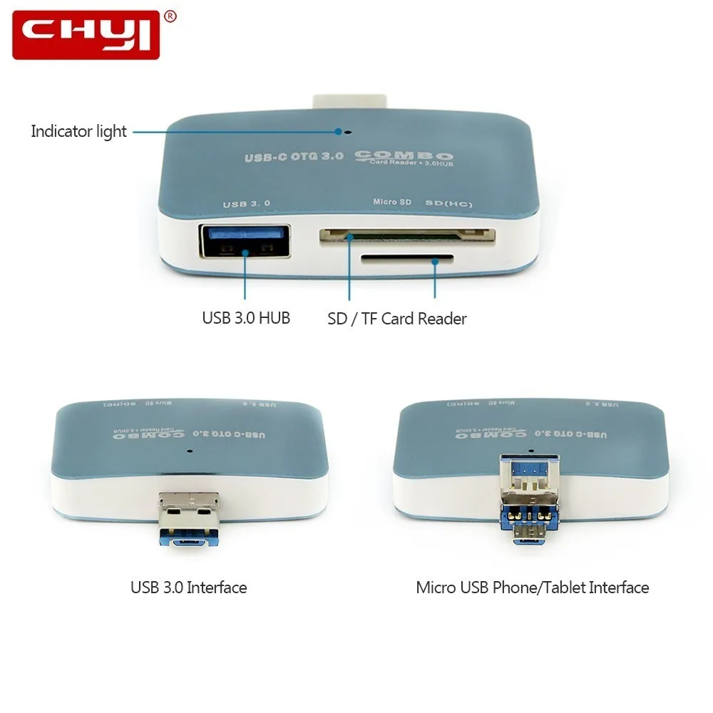 CHYI многопортовый Usb 3 0 хаб микро Usb3.0 сплиттер мини портативный ПК Аксессуары с SD TF