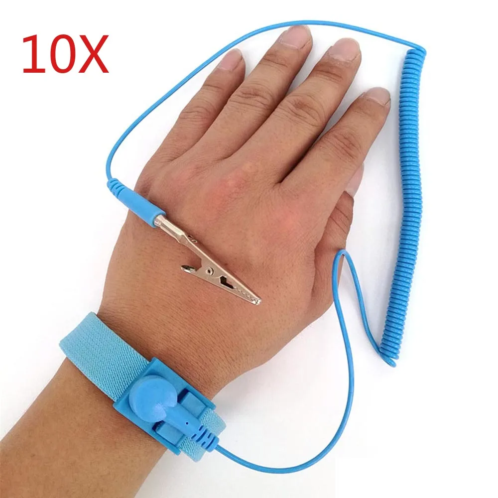 10 шт./лот регулируемый ПВХ электростатический Антистатический браслет разрядный