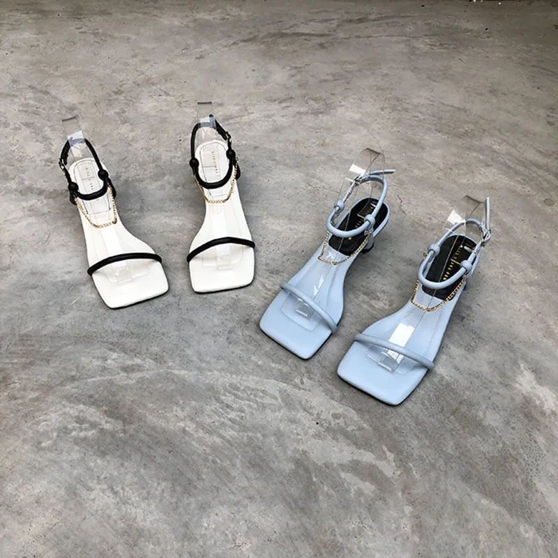 Женские босоножки на высоком каблуке [DEAT] черные из искусственной кожи с