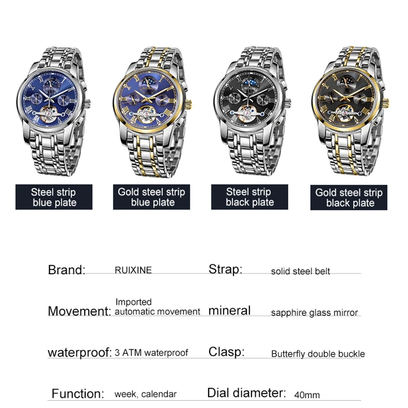 

2020 New Mens Mechanical Watches Fashion Brand Luxury Business Automatic Watch Men Casual Sapphire wristwatch Relogio Masculino