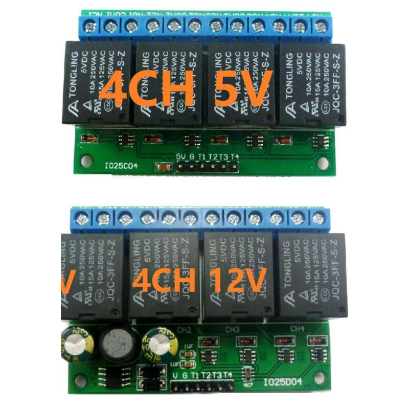 

4 Channel DC 4-26V 5V Self-locking Relay Module AC 250V DC 30V 10A Low Pulse Trigger MCU Development Board Smart Home IO25A01