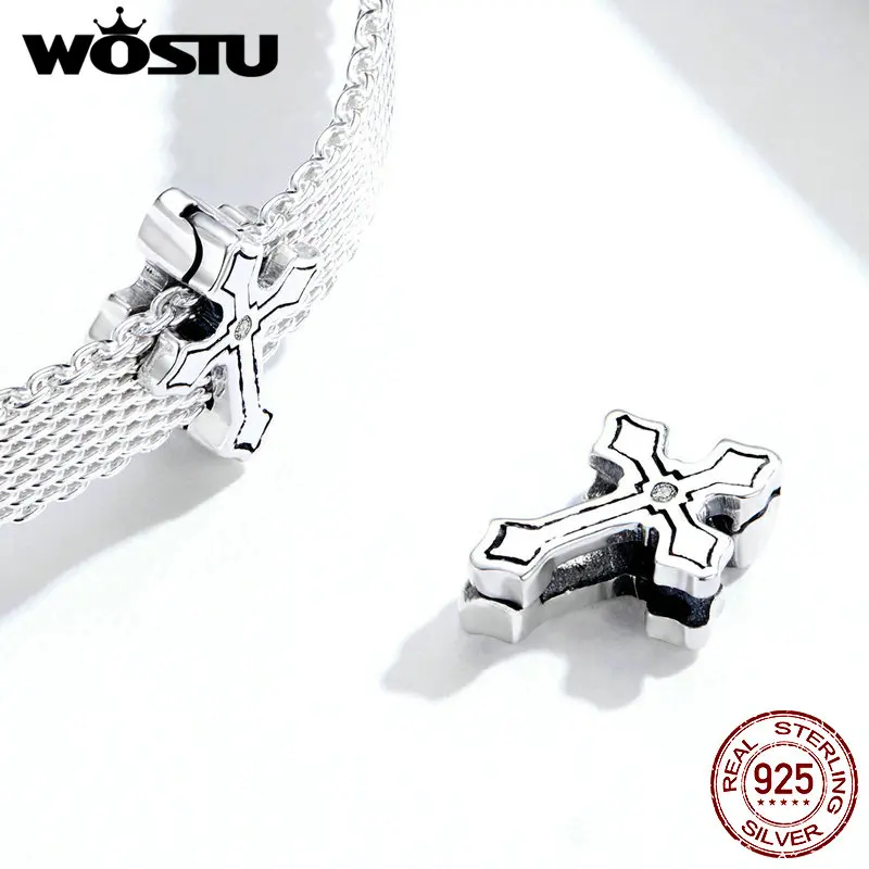 925 пробы Серебряный простой ретро крест Амулеты Бусы WOSTU Новое поступление