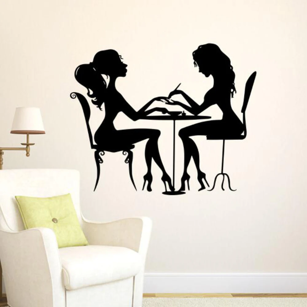 Настенные виниловые наклейки для девочек и женщин маникюрного магазина дивана |