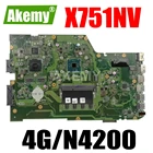 Материнская плата для ноутбука ASUS X751SV X751NV X751NJ X751N 90NB0EB0-R00010 GT940M2 ГБ 4GN4200N3710
