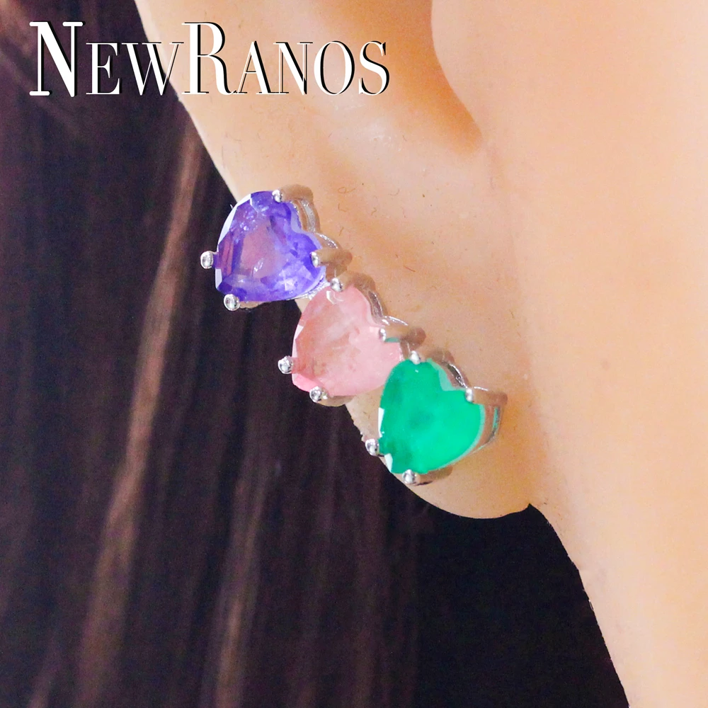 Серьги Newranos в форме сердца серьги из сплава камней Разноцветные Pedra для женщин
