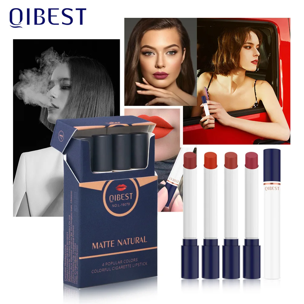 Набор помад для сигарет Qibest 4 цвета Дымчатая трубка бархатная матовая