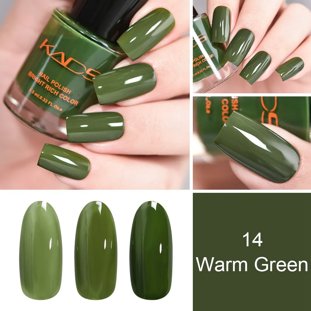 Warm Green KADS 9,5 мл полупрозрачный Желейный лак для ногтей Vernis Полупостоянный УФ-лак для ногтей Маникюрный цветной конфетный лак - Цвет: Warm Green