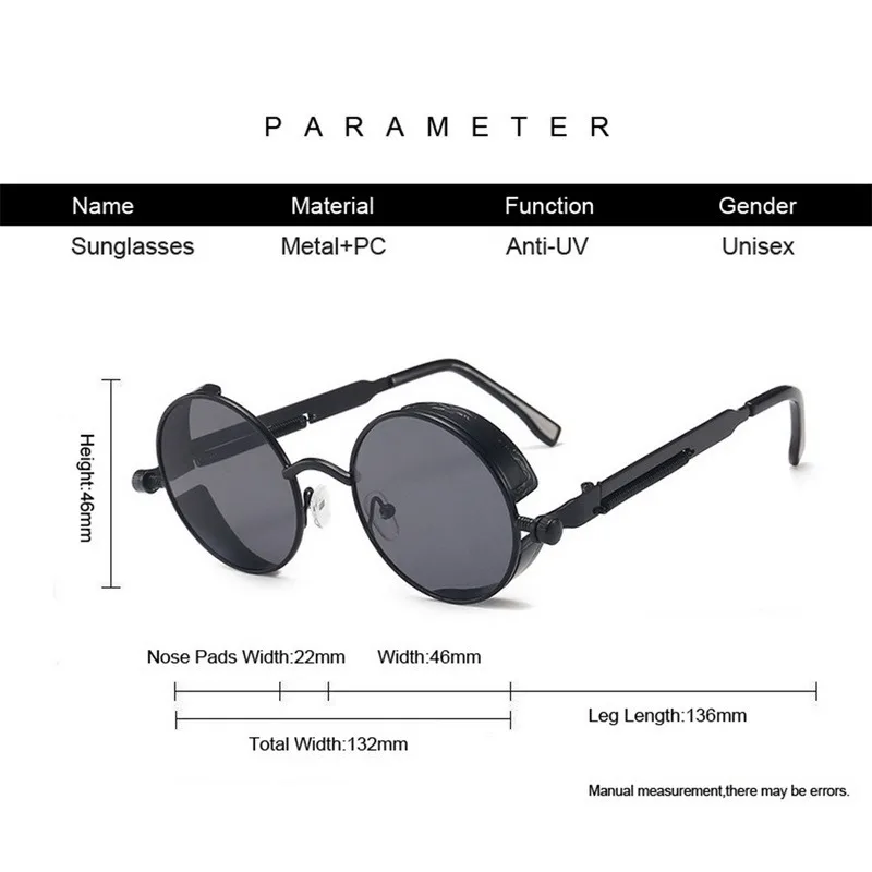 

Classic Gothic Steampunk Style Glasses Women Round Sunglasses Brand Designer Retro Sun Glasses Vintage Fashion Eyewear UV400
