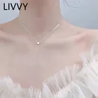 Ожерелье LIVVY с круглым кулоном из циркония, серебристая цепочка до ключиц, элегантное свадебное и вечернее Ювелирное Украшение для женщин