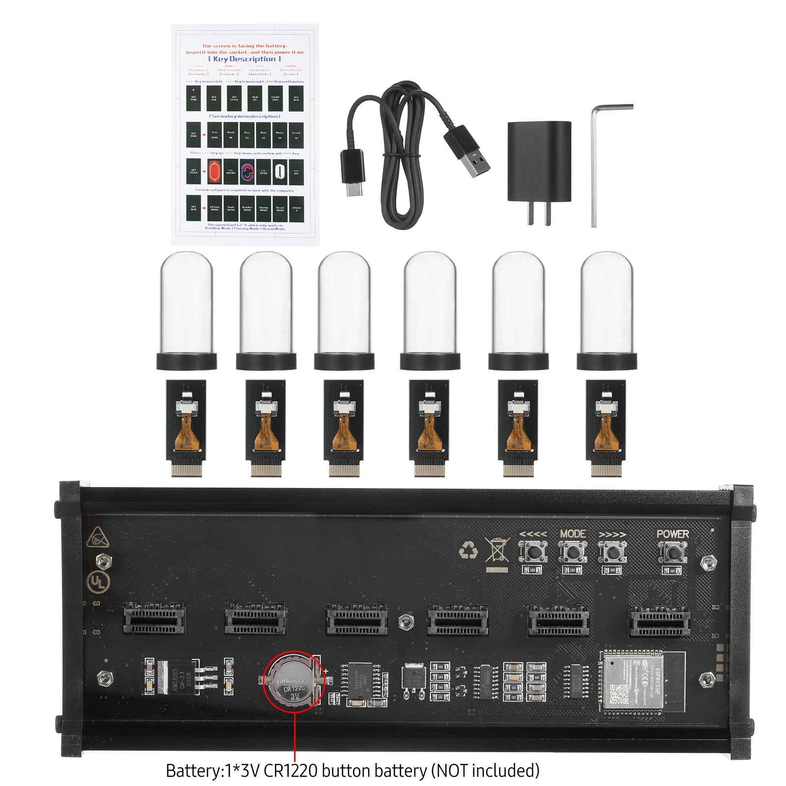 Винтажные цифровые часы Nixie светодиодные RGB трубки 6 бит отображение времени