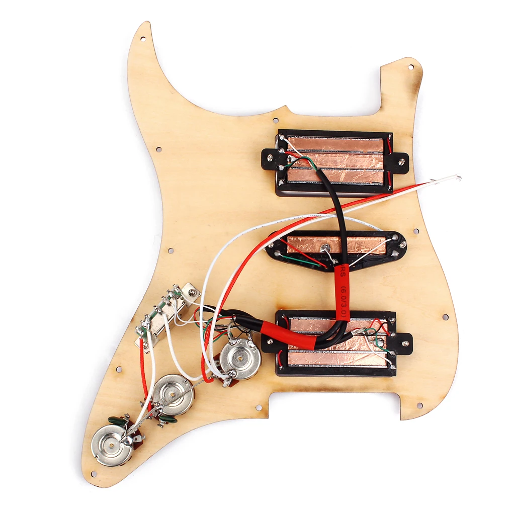 

Pre-wired Maple HSH Pickguard Carved Anti-scratch Plate 11 Holes for Electric Guitar Replacement Part