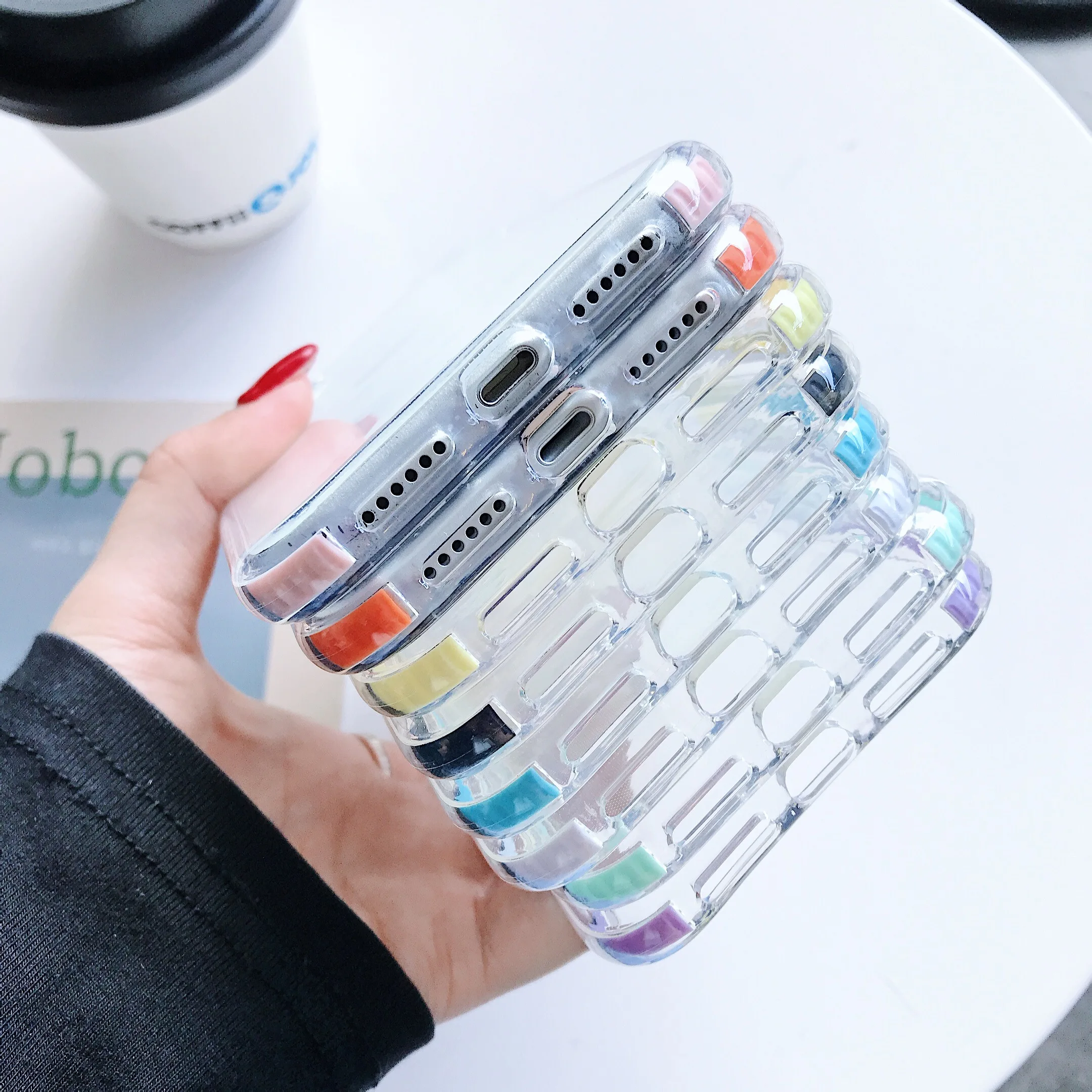 

Transparent Shockproof Simple Fresh Soft TPU Phone Case For iPhone 12 Mini 11 Pro Xs MAX XR X 6 6s 7 8 Plus Colorful Frame Cover