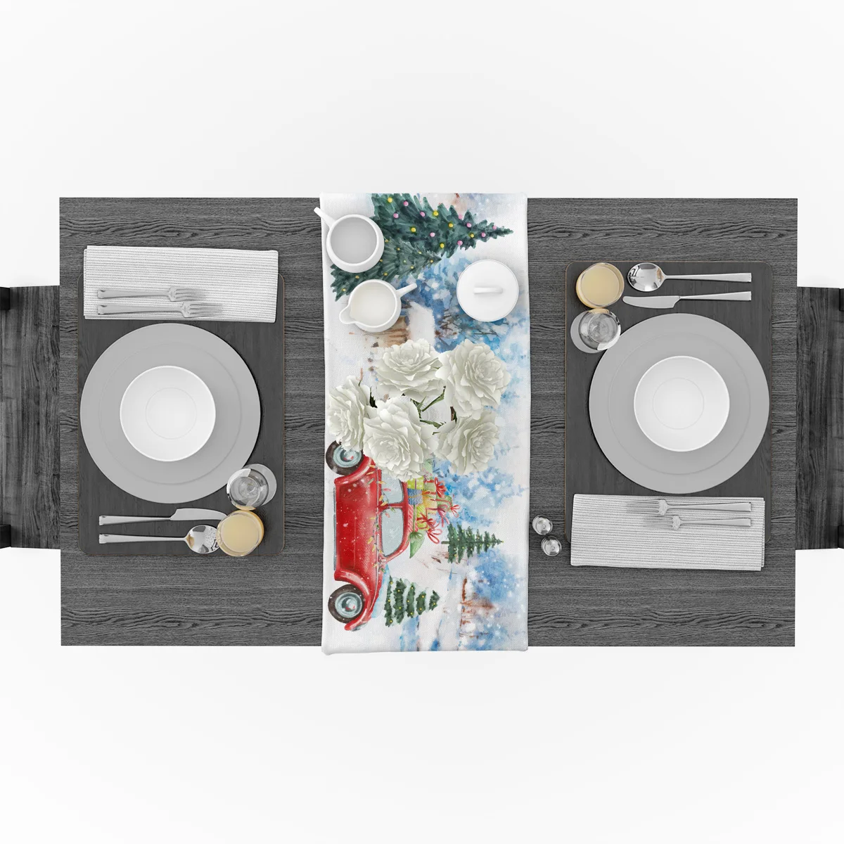 Рождественская елка Снежная сцена подарок напечатанный автомобиль Настольная