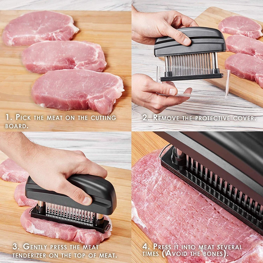 

Professional 48pcs Needles Stainless Steel Meat Tenderizer Kitchen Cooking Tools Tender Meat Hammer Mallet Meat Tool for Kitchen