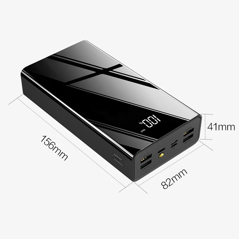 

Power Bank 40000mAh Portable Fast Charger Poverbank Mobile Phone LED Mirror Screen Power Bank External Battery Pack Powerbank