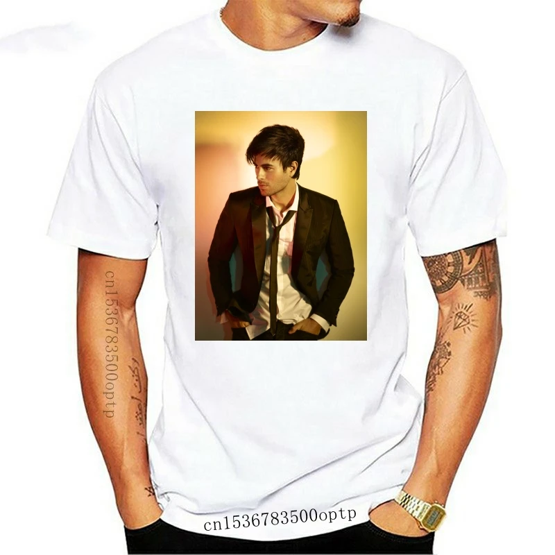 

Новинка 2021, Мужская футболка, футболка Энрике Иглесиас, летняя футболка с принтом, модные футболки белого цвета с коротким рукавом для мальч...