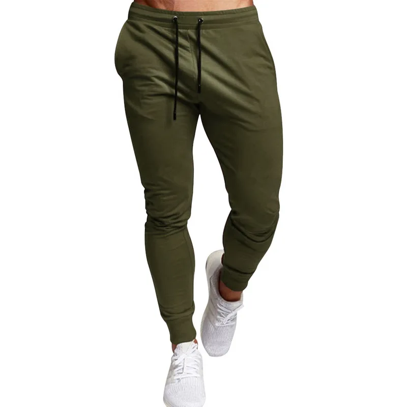 Army Green MJARTORIA, новинка, мужские спортивные и свободные брюки, полная длина, одноцветные, универсальные, для бега, на шнурке, тренировочные штаны для фитнеса - Цвет: Army Green