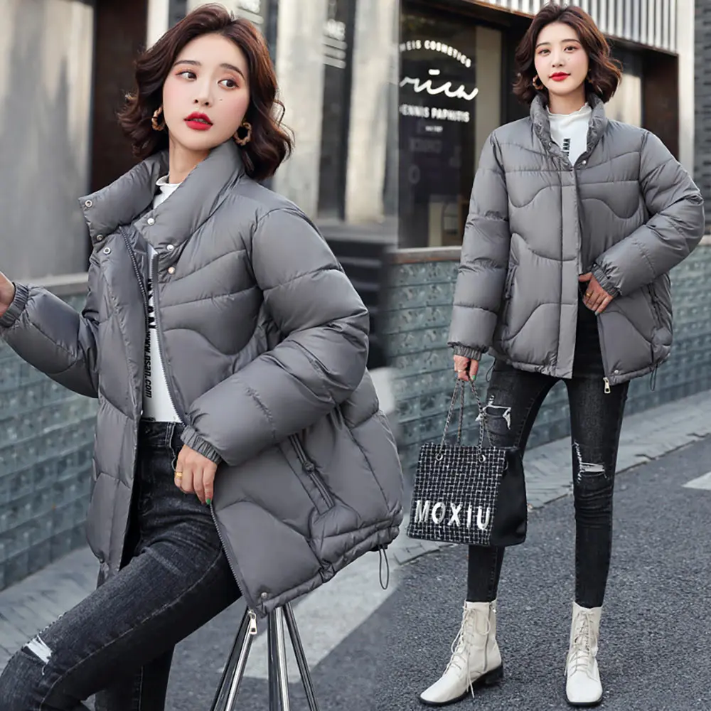 PinkyIsBlack Winter Jacket Women Stand Collar Female Parkas Thick Outerwear Solid Winter Coat Short Cotton Padded Women Clothing